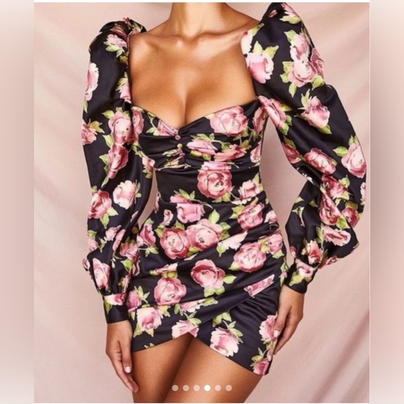 House of CB Dresses & Skirts - House of CB corset pink Floral Black mini Dress size M